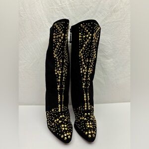 Fantasy Collection Black Studded Women's Boots, SZ 7, box 46